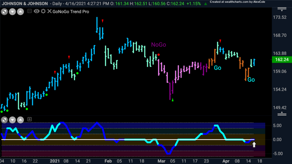 $JNJ Johnson and Johnson daily GoNoGo Trend 041821