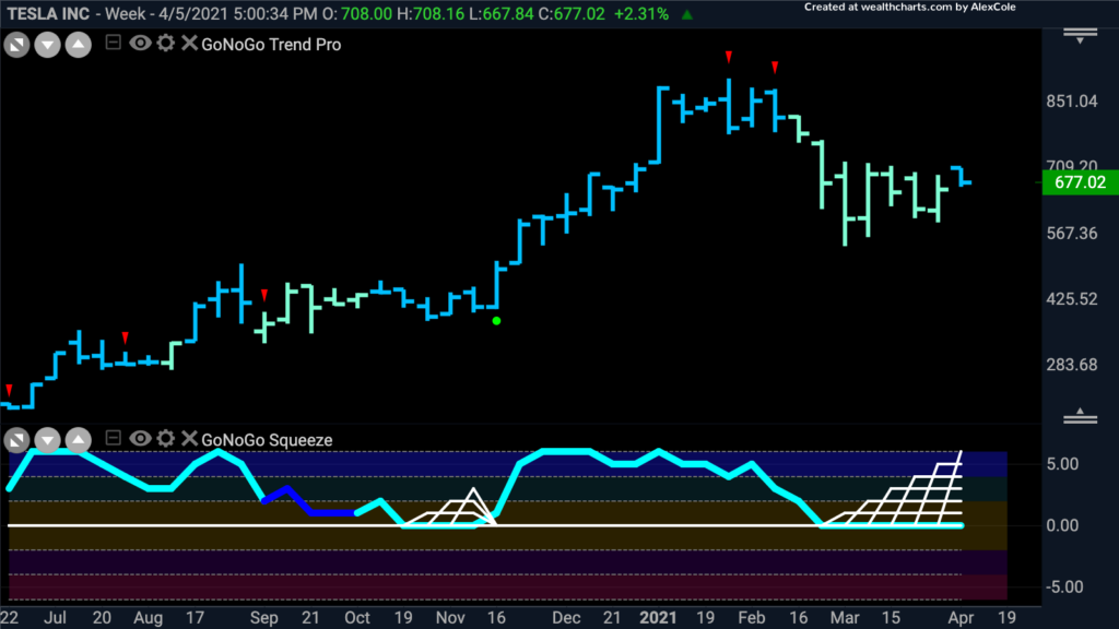 $TSLA Tesla weekly GoNoGo Squeeze 041221