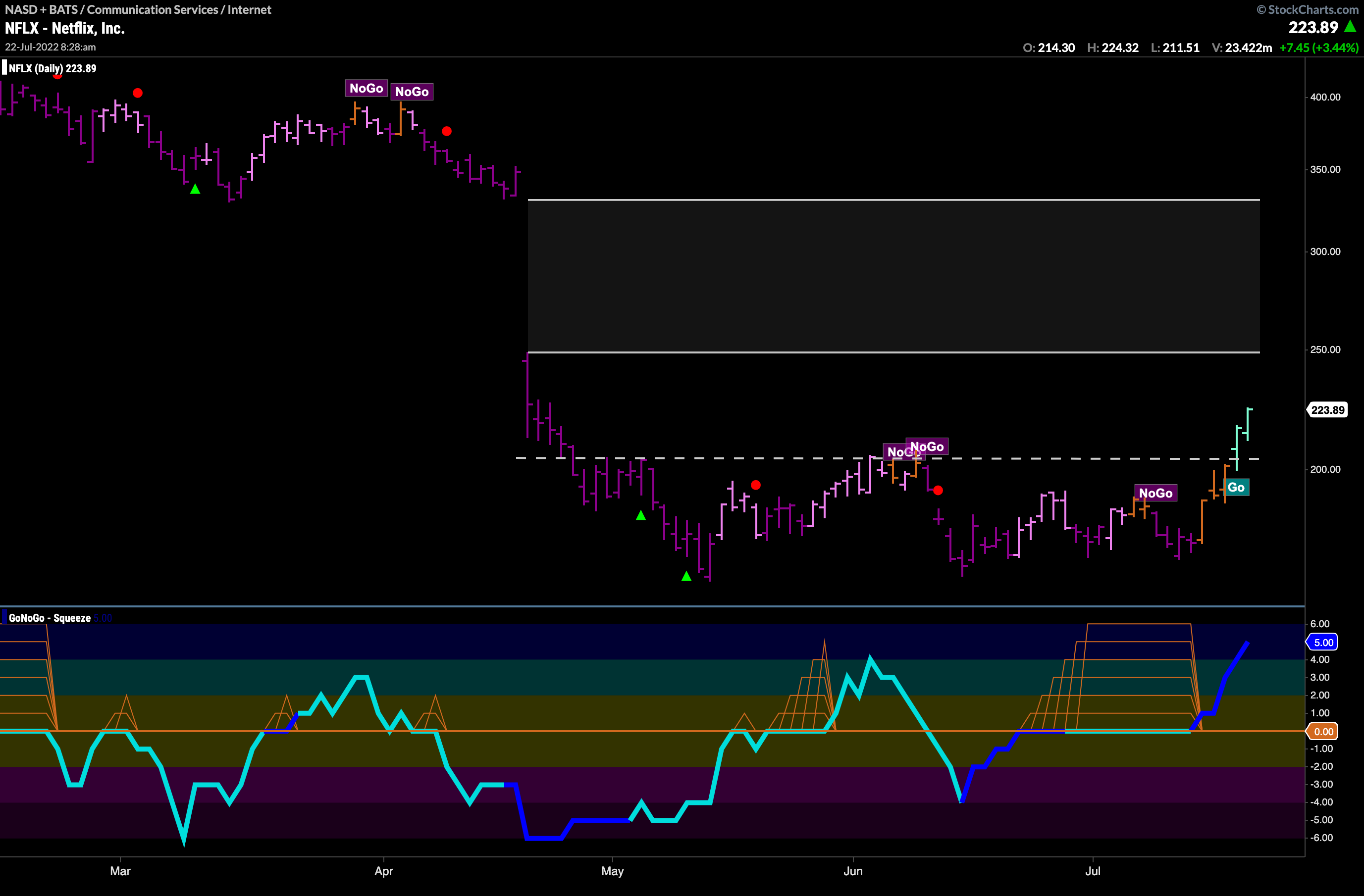 $NFLX flags new “Go” after making base