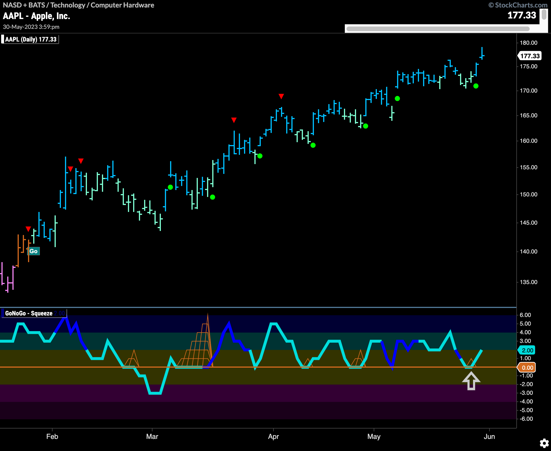 $AAPL FINDS SUPPORT AGAIN IN “GO” TREND