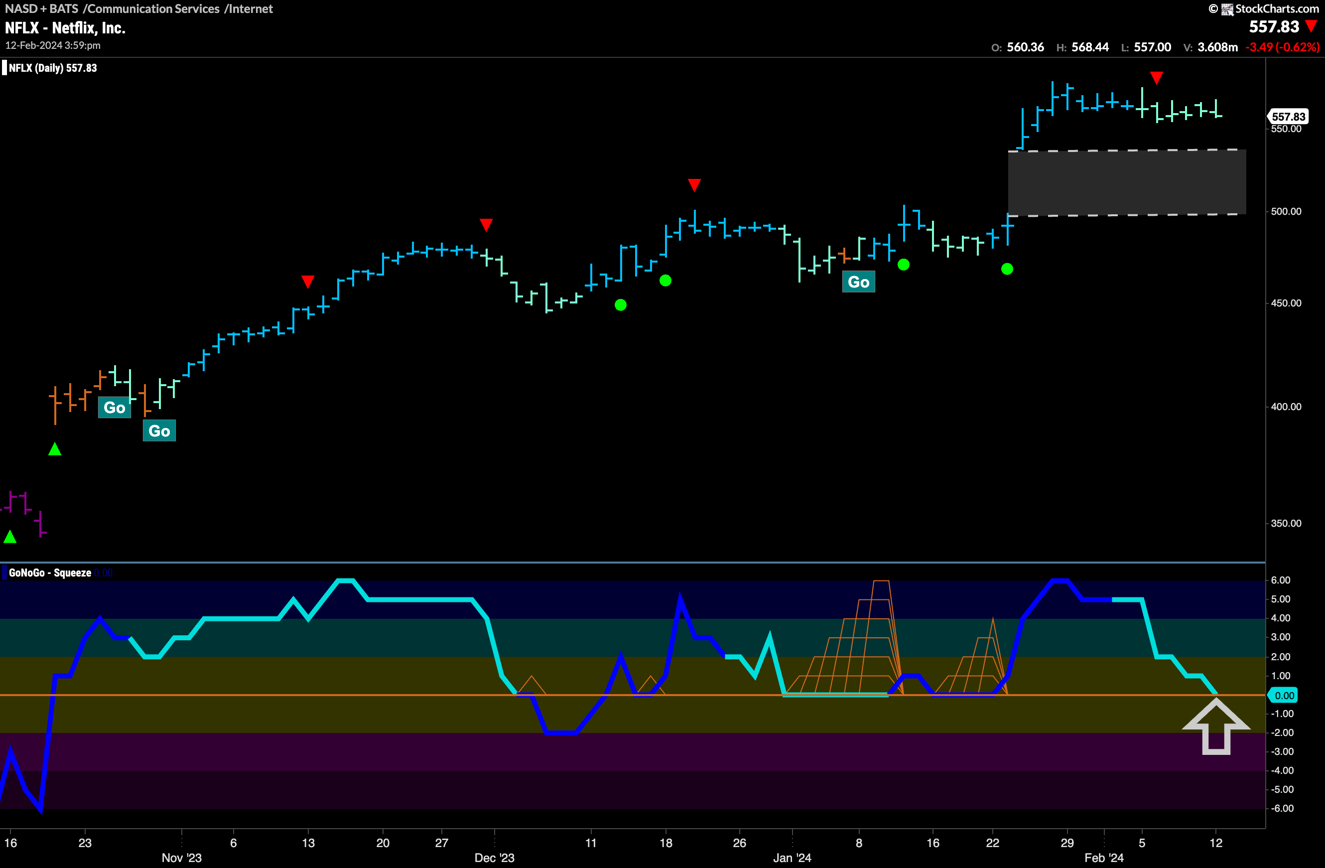 $NFLX looks for support in “GO” trend