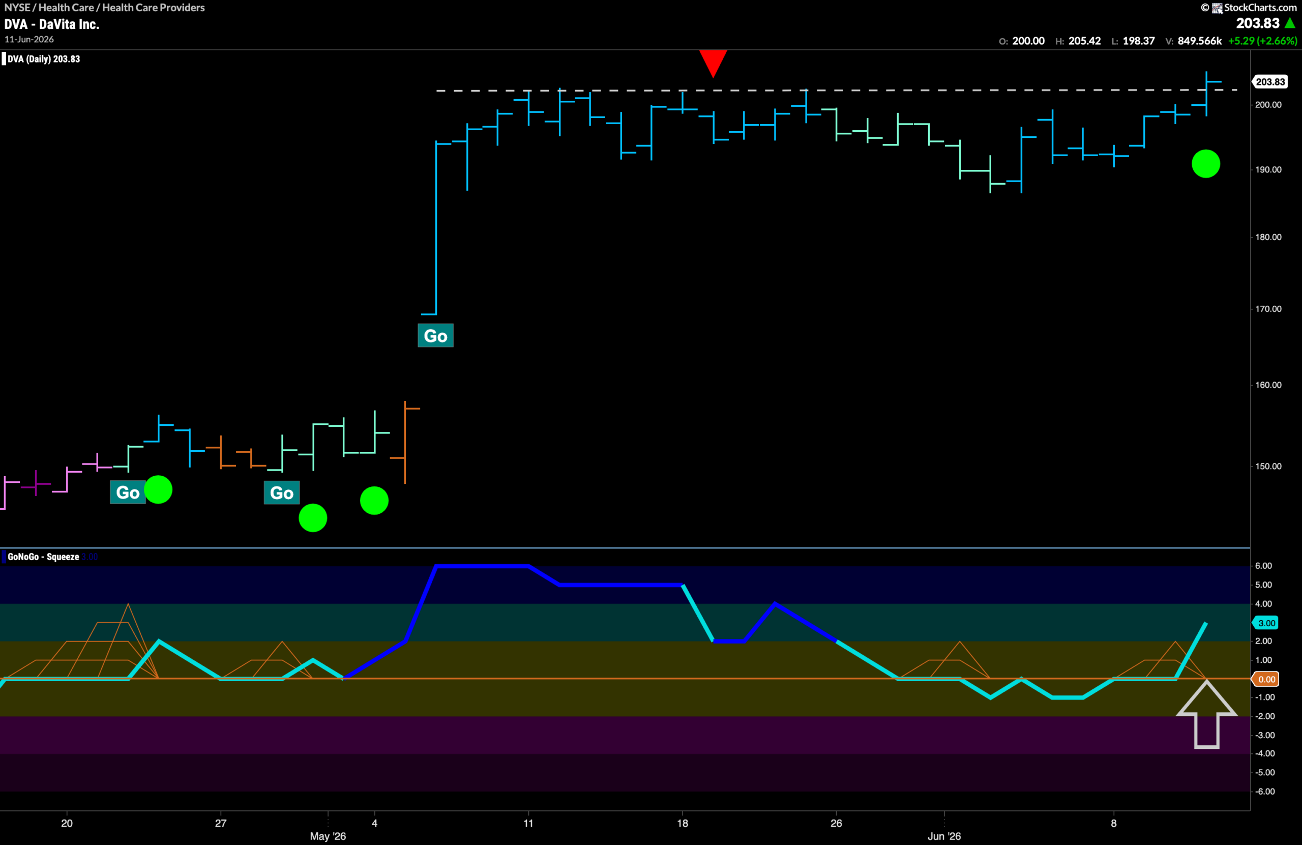 $DVA Sets New High in “Go” Trend